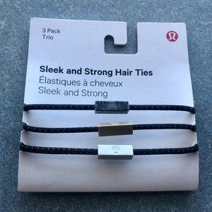 Lululemon Sleek and Strong Hair Ties 3 Pack Black NWT